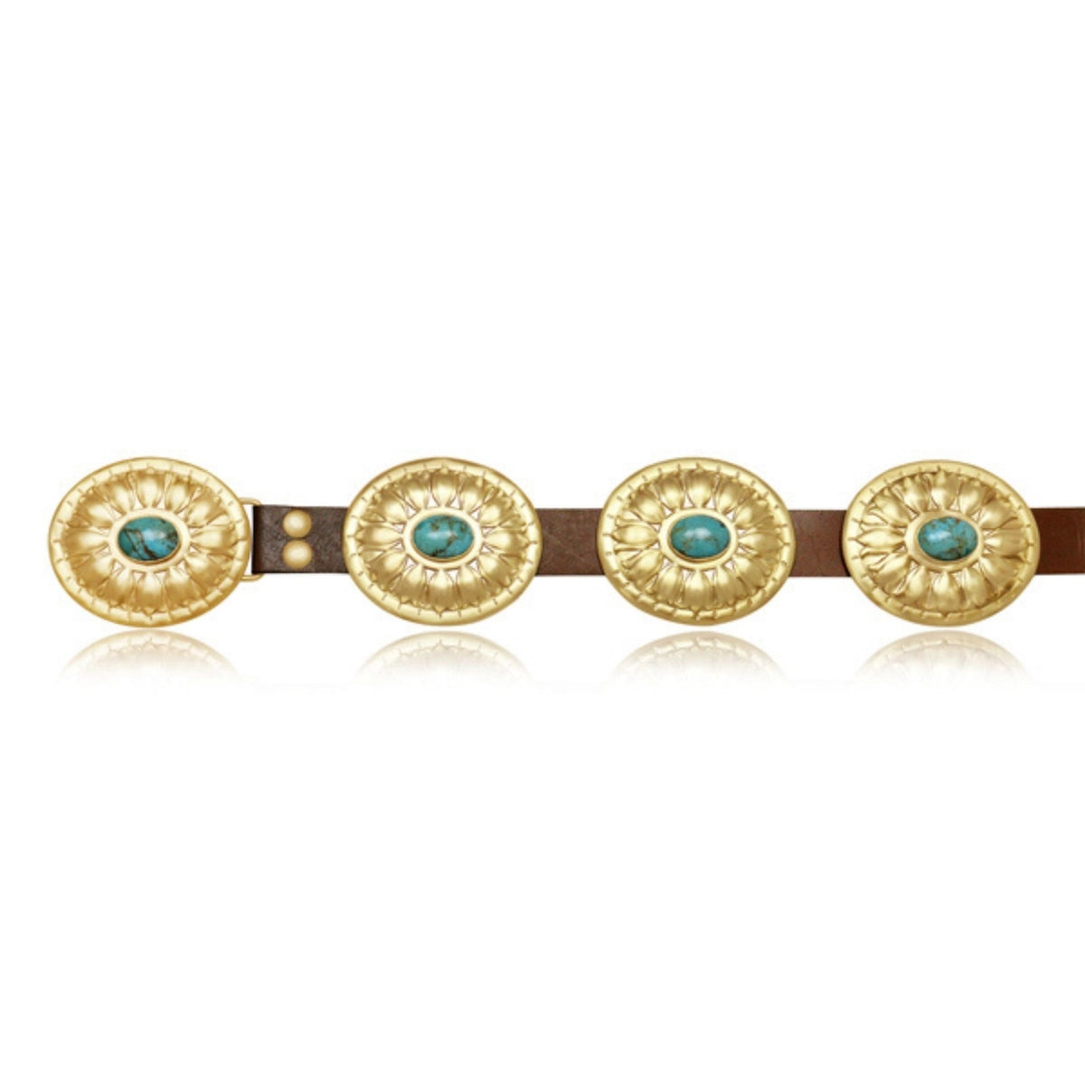 Texas Turquoise and Brass Concho Belt