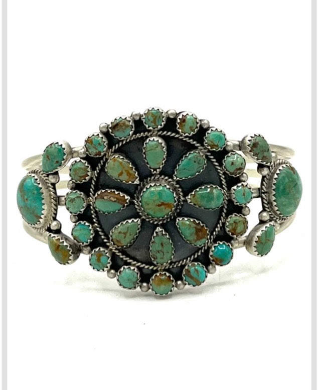 Navajo Handmade Kingman Turquoise Bracelet - Janet Jake