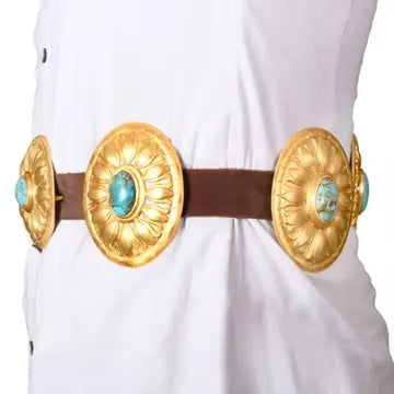 Texas Turquoise and Brass Concho Belt