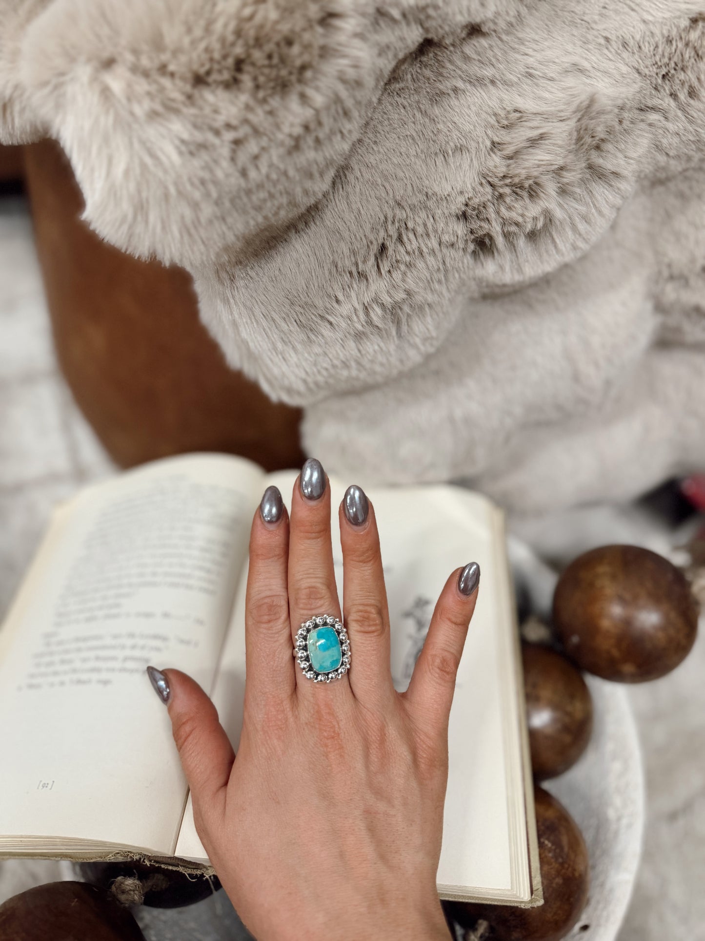 Kacie Kingman Turquoise Adjustable Ring Hada Collection