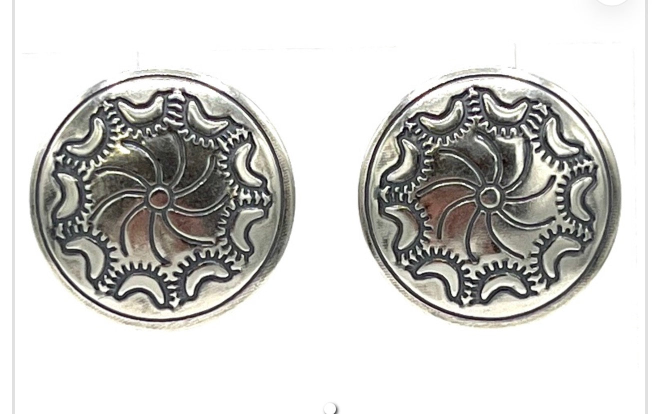 Sterling Silver Concho Earrings