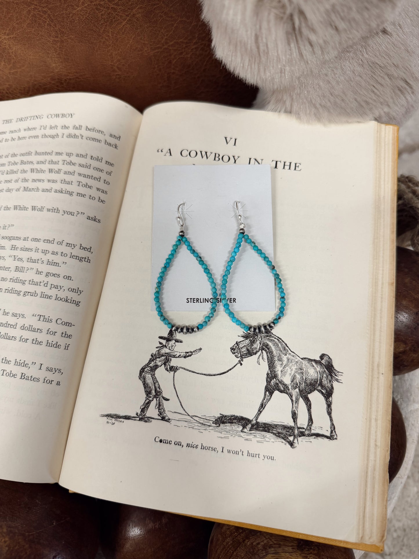 Jasmine Sterling Silver Cloud Mt. Turquoise Pearl Earrings