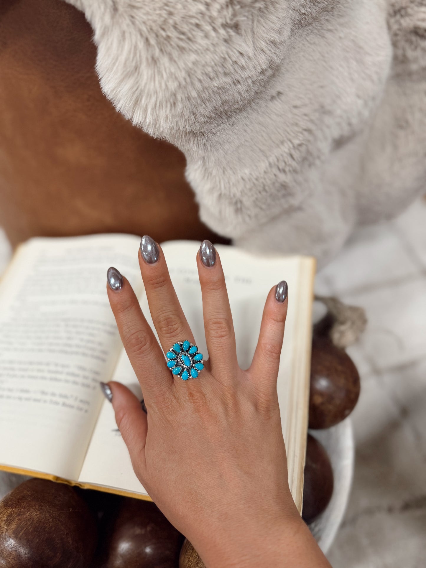 Navajo Handmade Kingman Turquoise Ring - Melissa Anderson