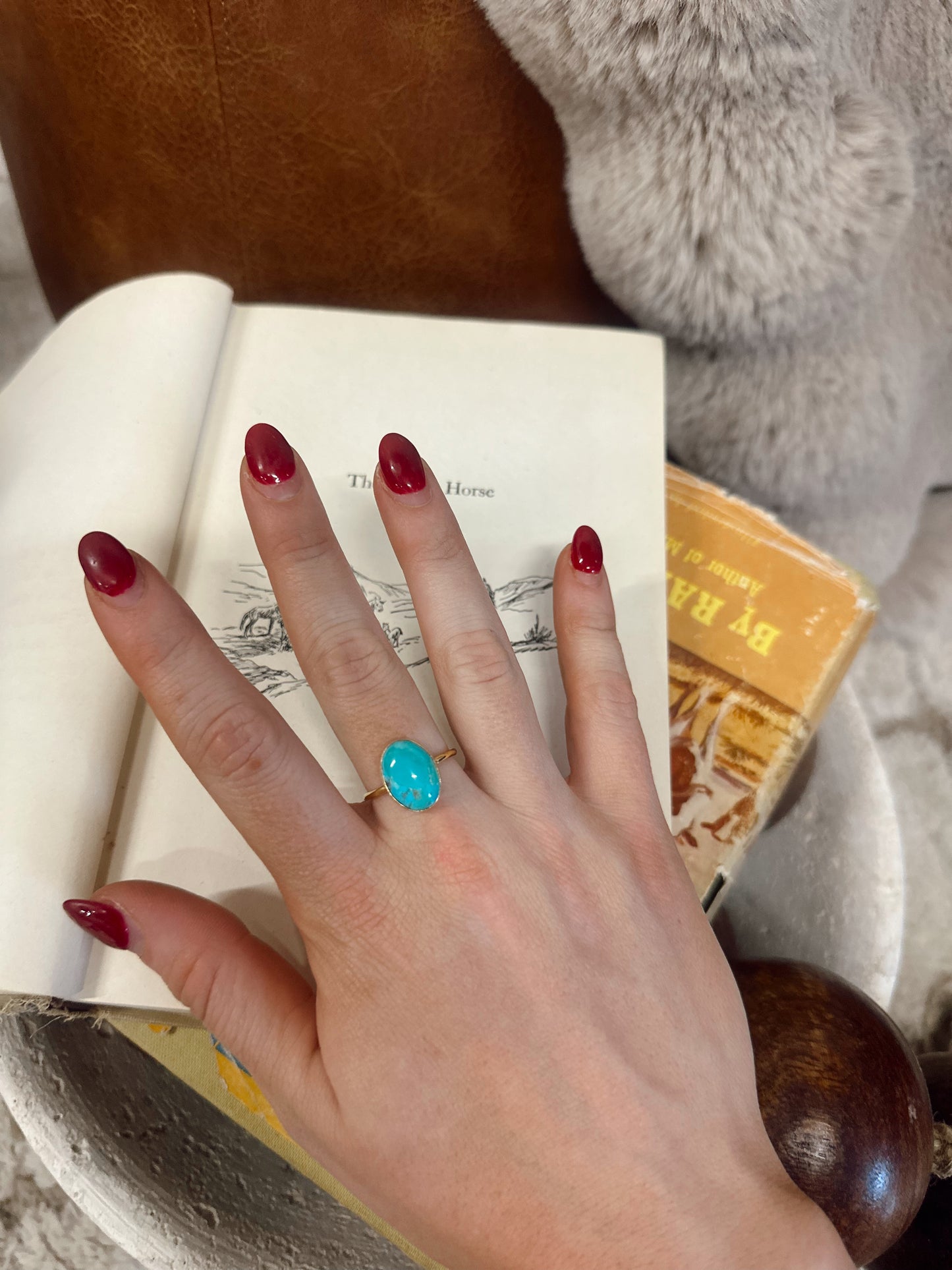 Goldie 14K Gold Plate Kingman Turquoise Ring Hada Collection