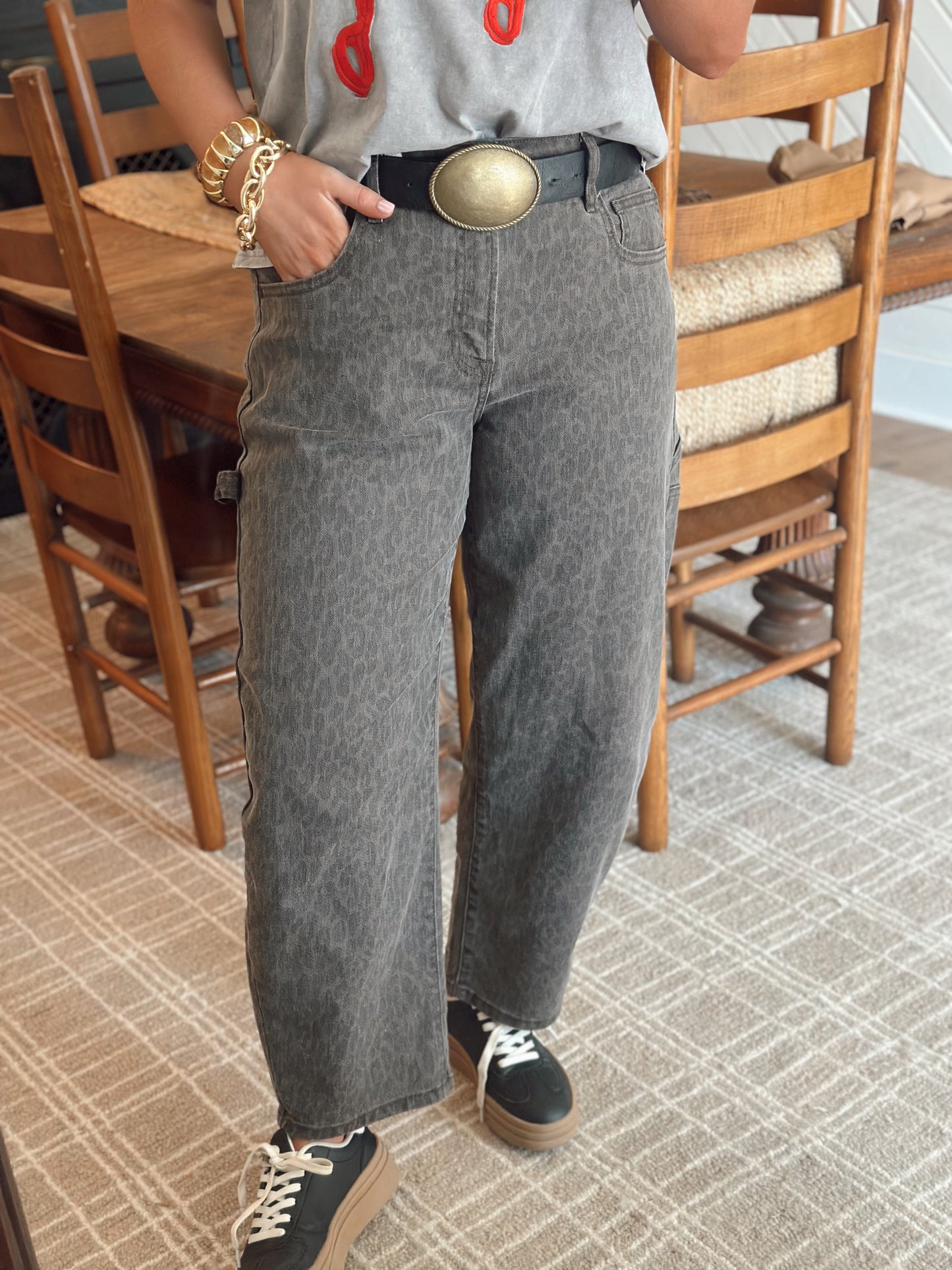 Cash Cheetah Barrel Jeans