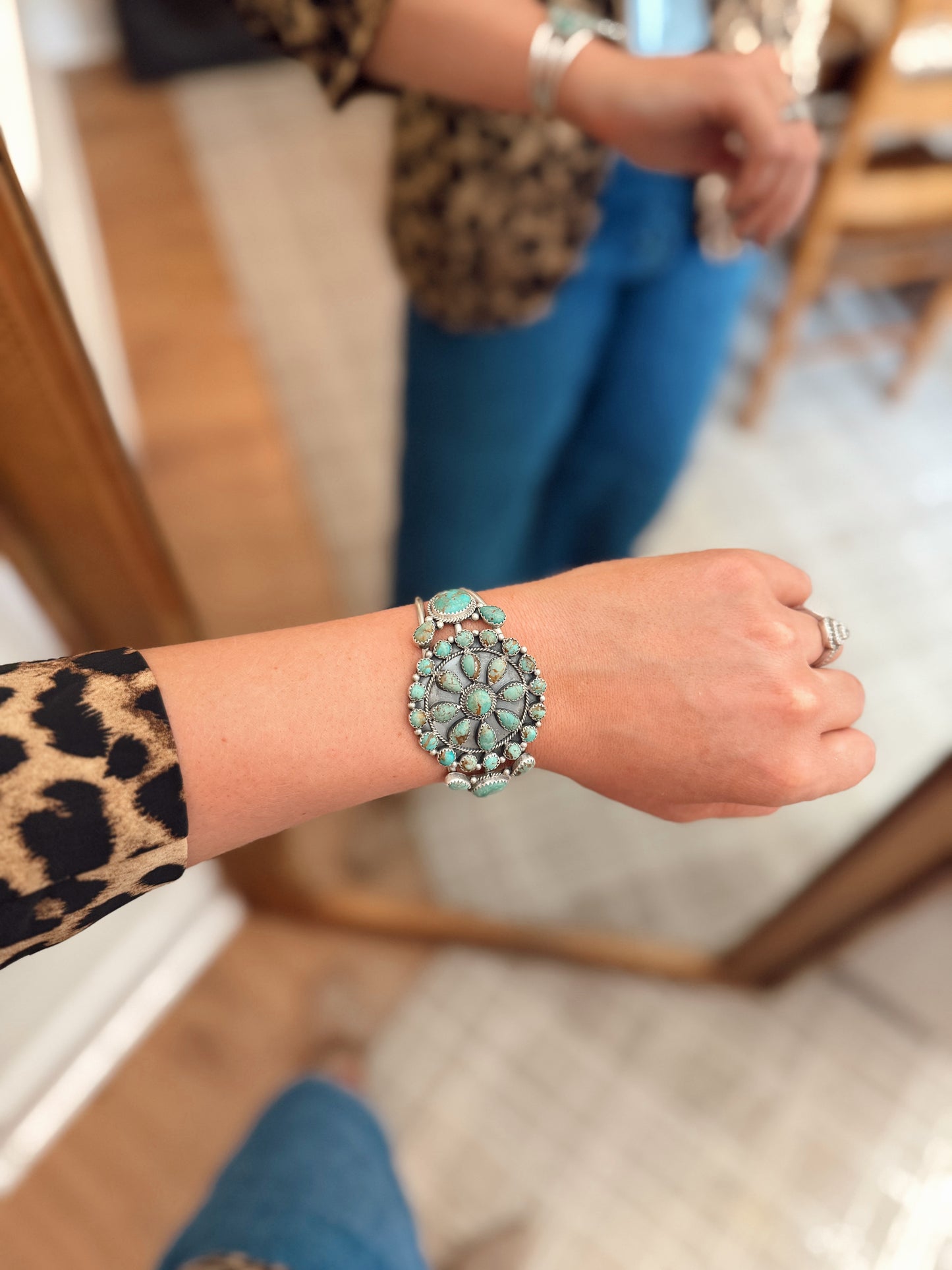 Navajo Handmade Kingman Turquoise Bracelet - Janet Jake