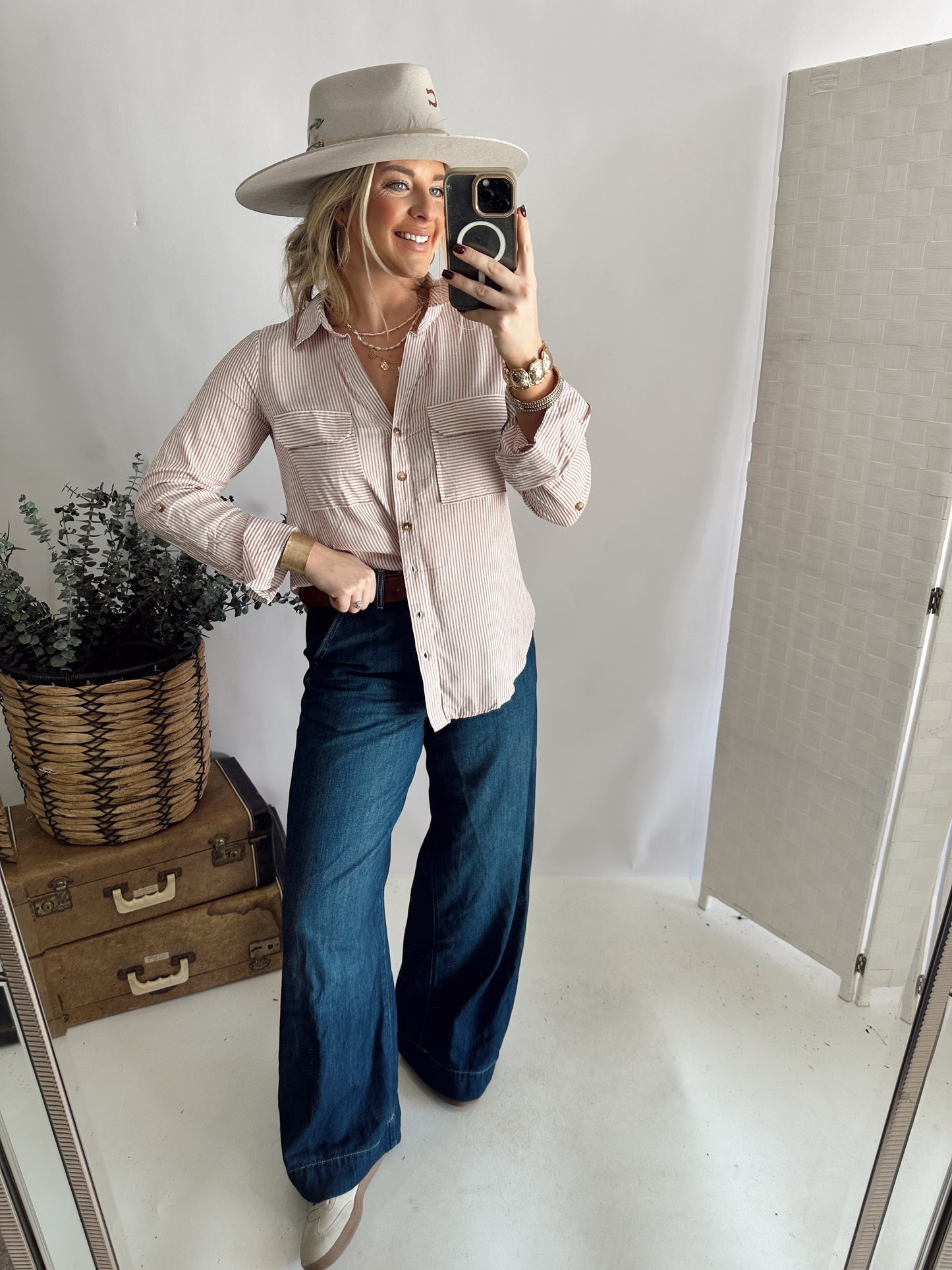 The Polly Button Down *Burgundy