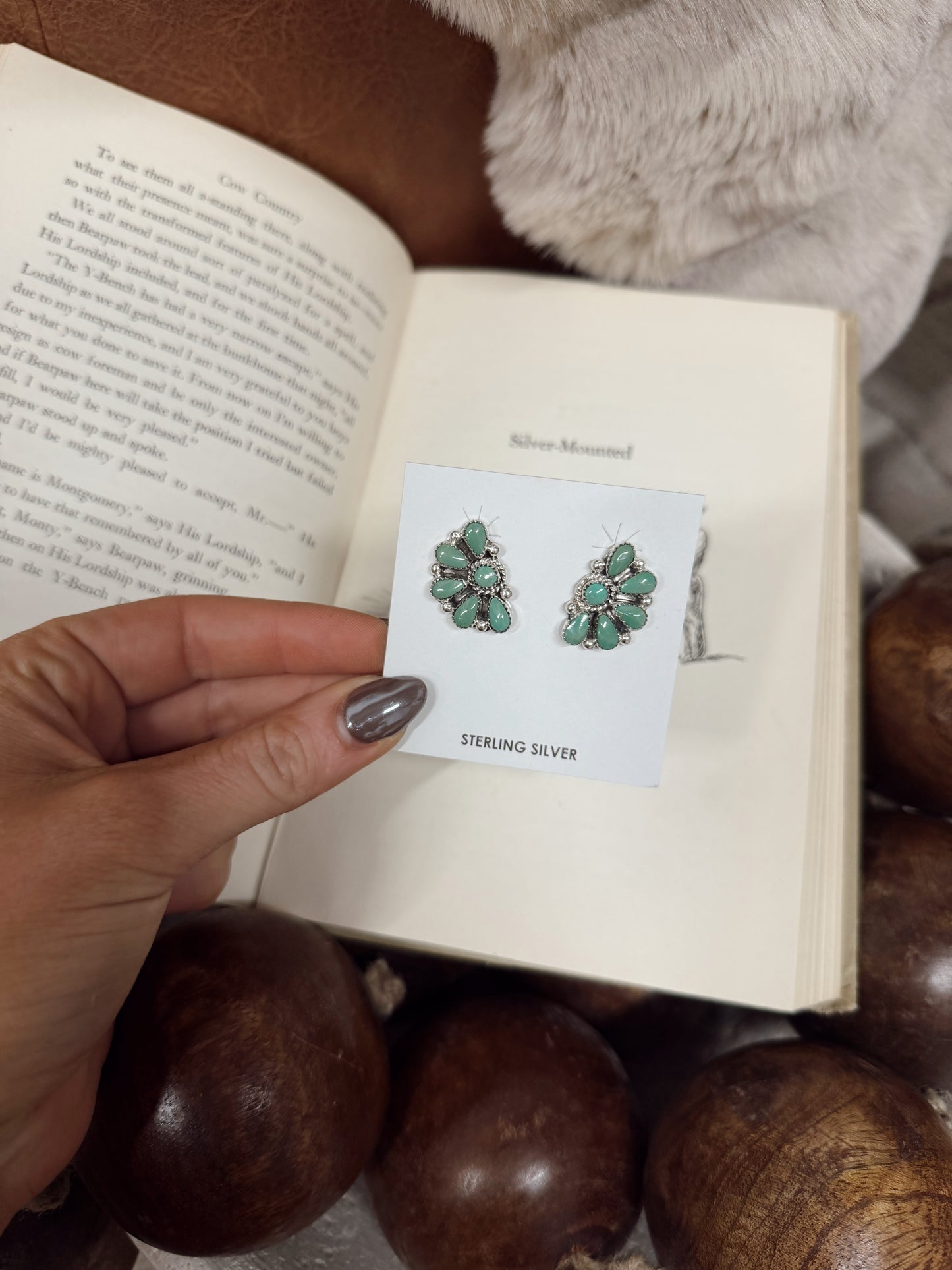 Zuni Handmade Kingman Turquoise Earrings - Alicia Wilson