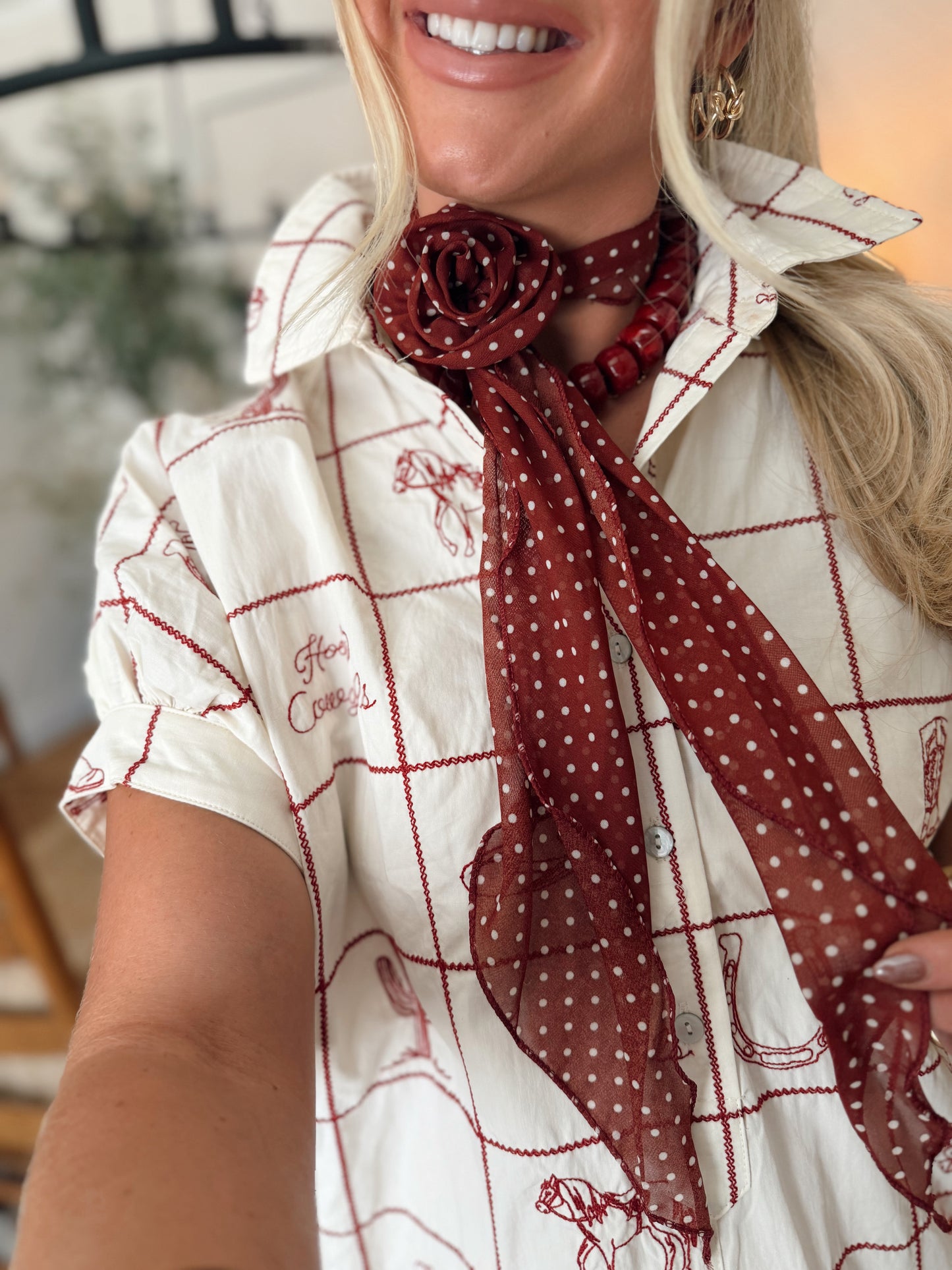 Sassy Slim Scarf *Wine Polkadots