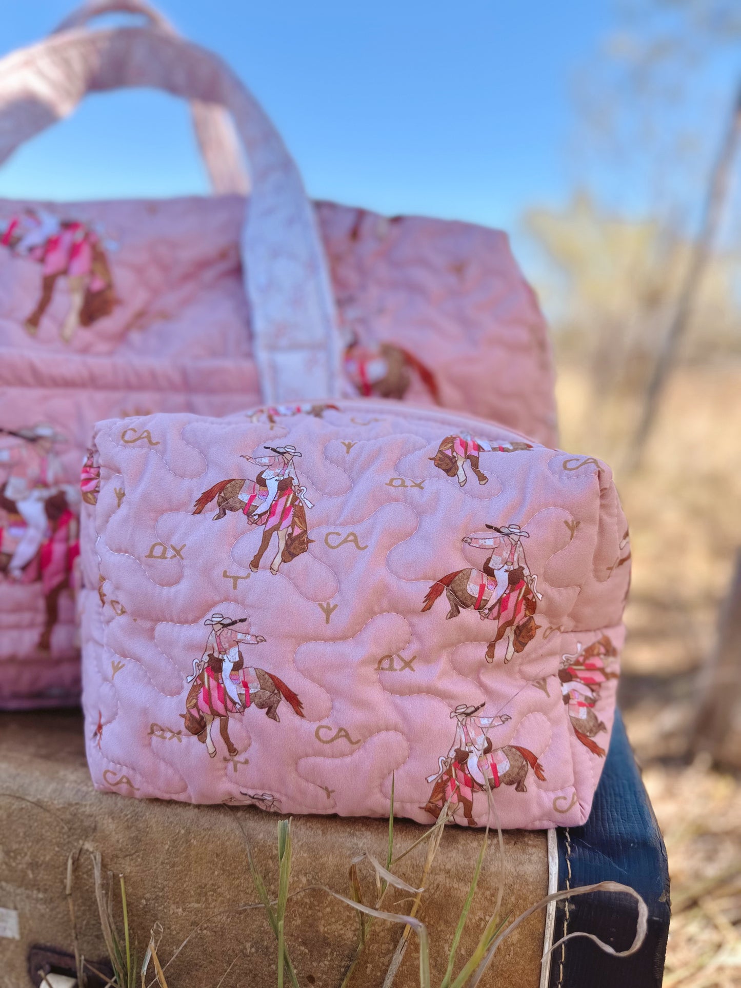Casey Cowgirl Patchwork Rose Makeup Bag *LG