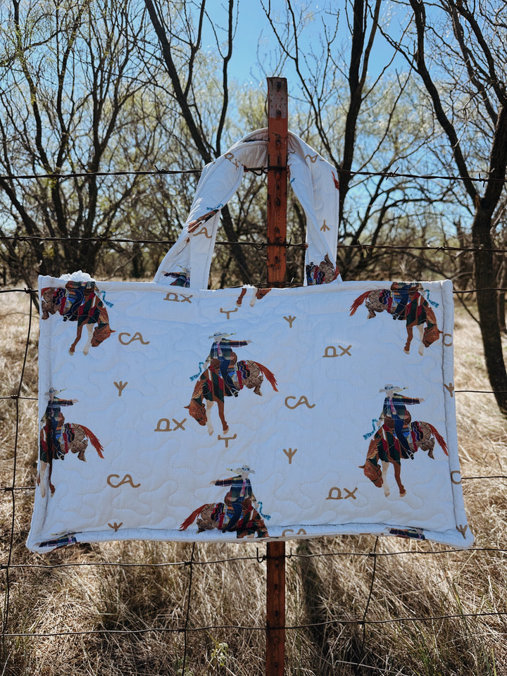 Casey Cowgirl Patchwork Linen Quilted Tote