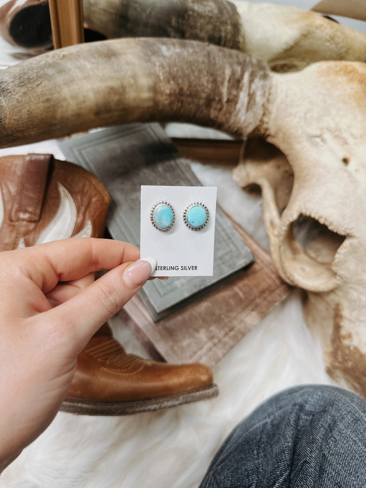 The Tex Earrings Authentic Kingman Turquoise