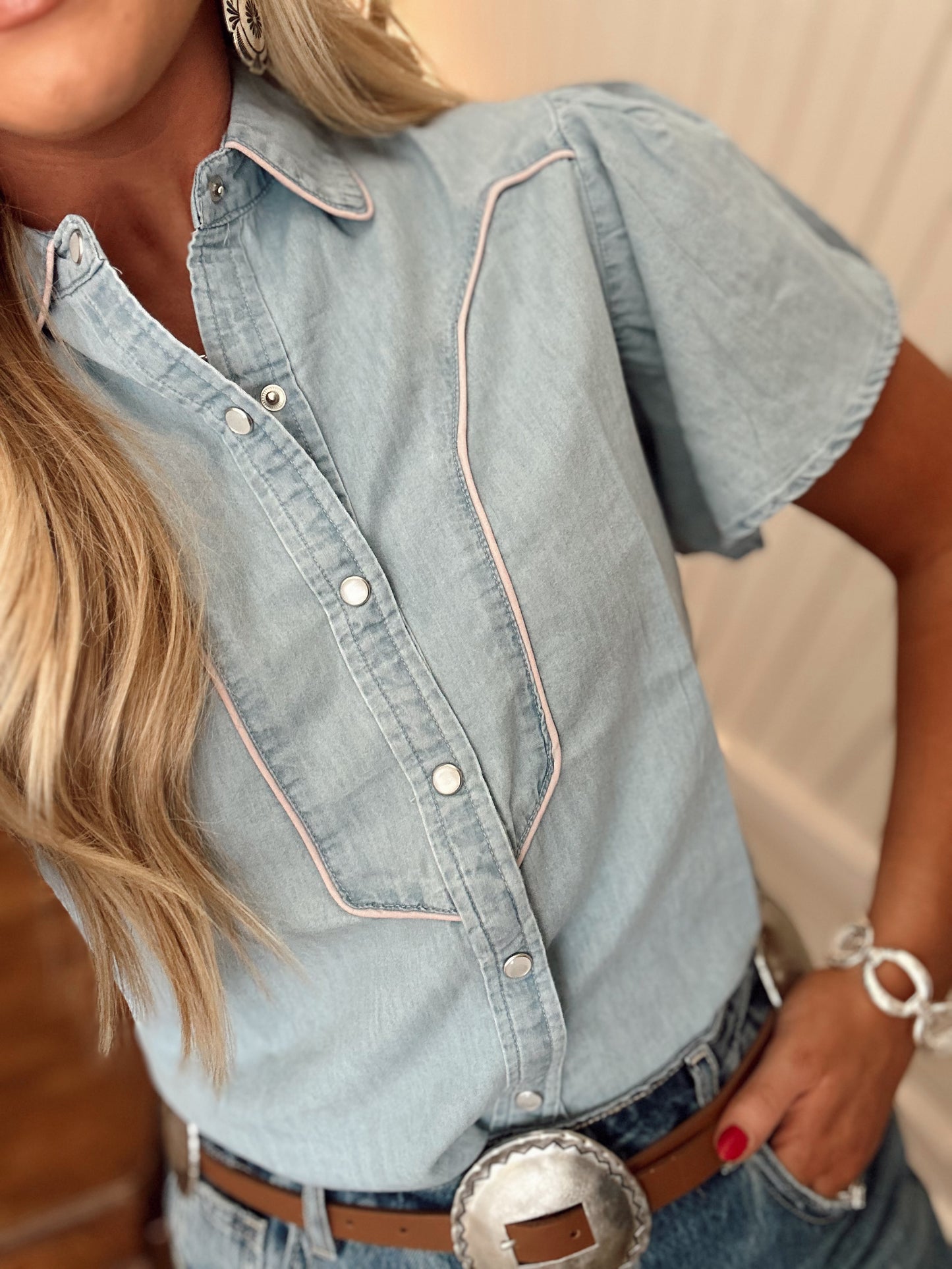 BLUSHIN DENIM TOP