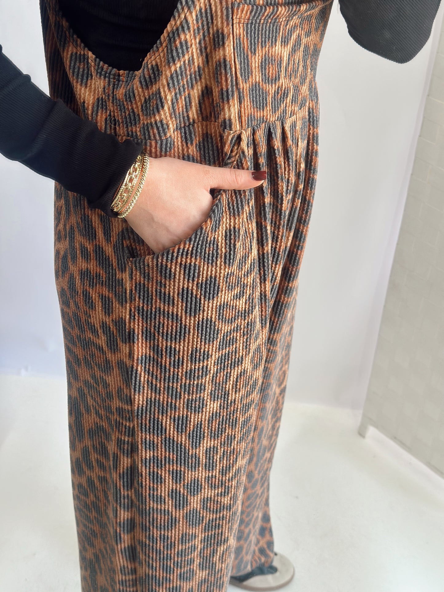 CHEETAH KARLI BOHO OVERALLS