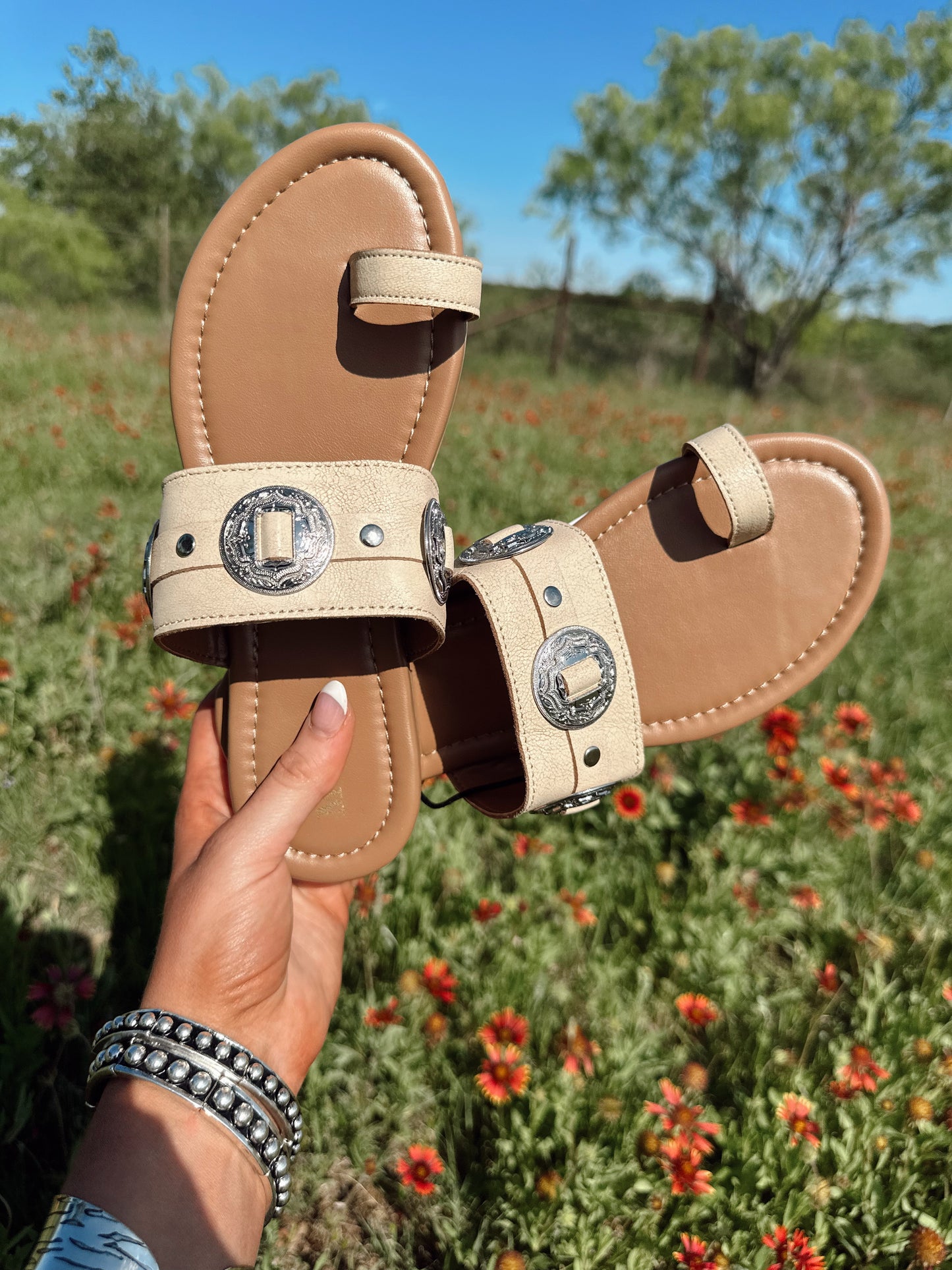 Sagebrush Concho Sandals In Cream