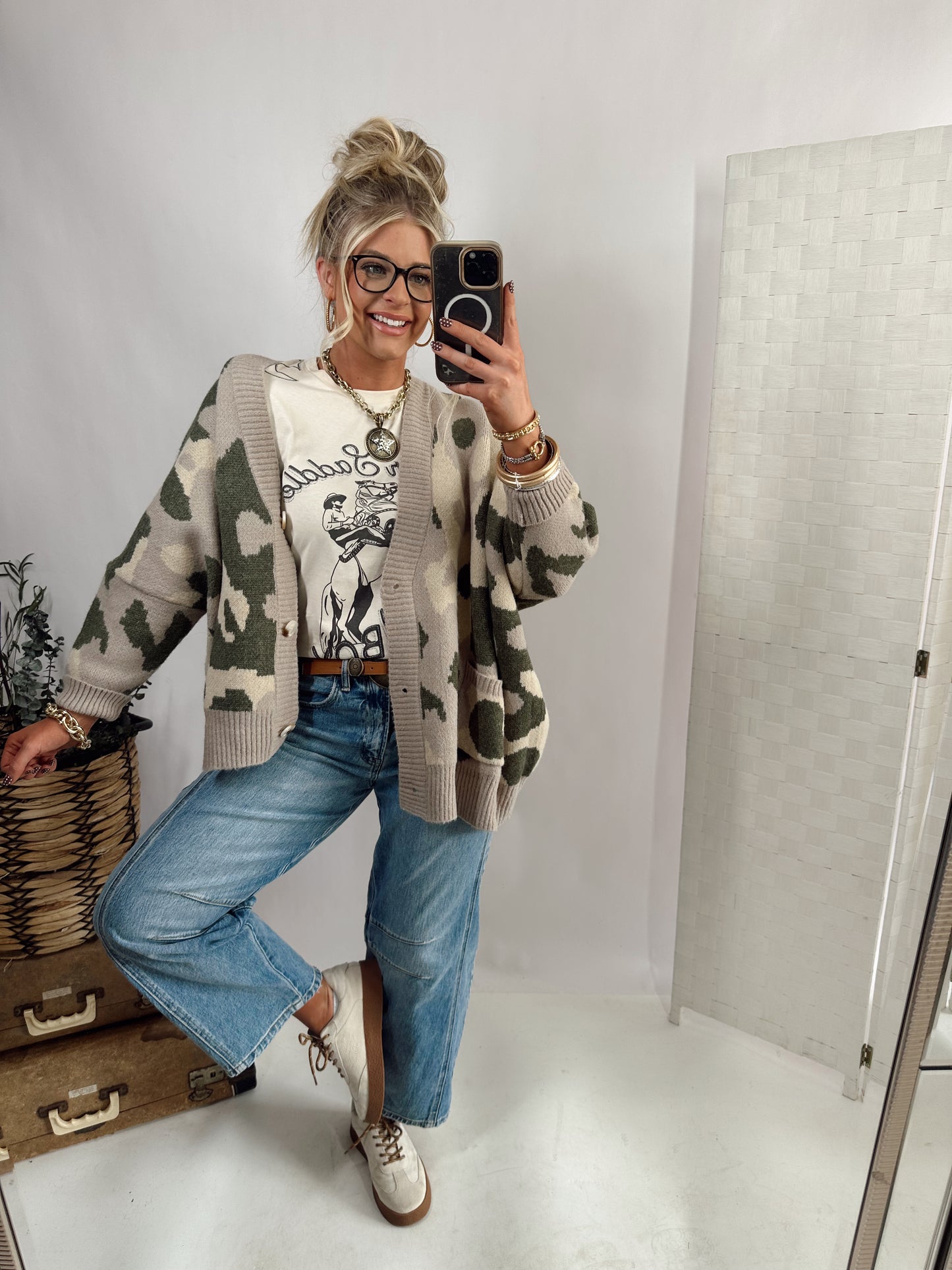 Charlie Camo Cardigan