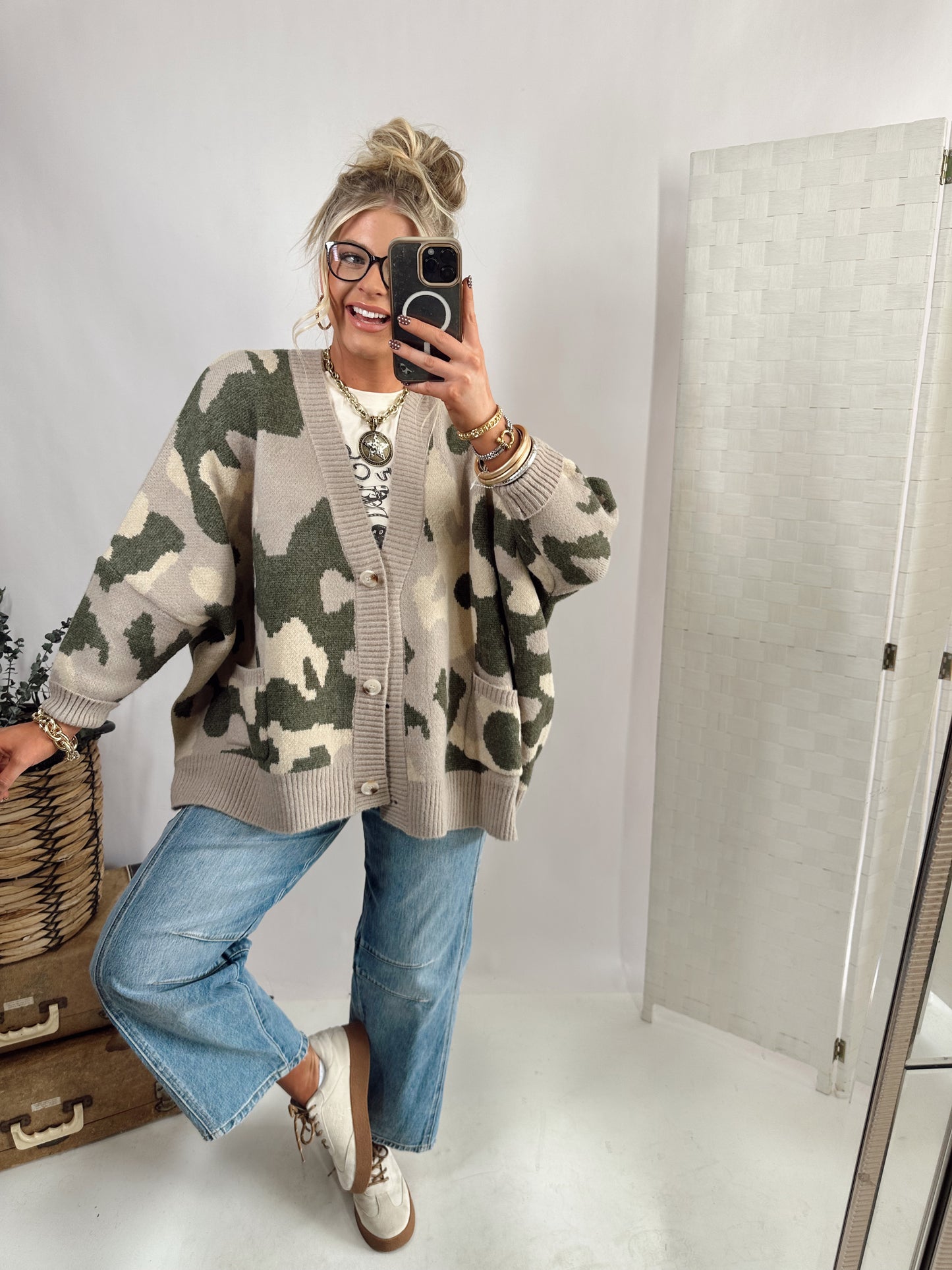 Charlie Camo Cardigan