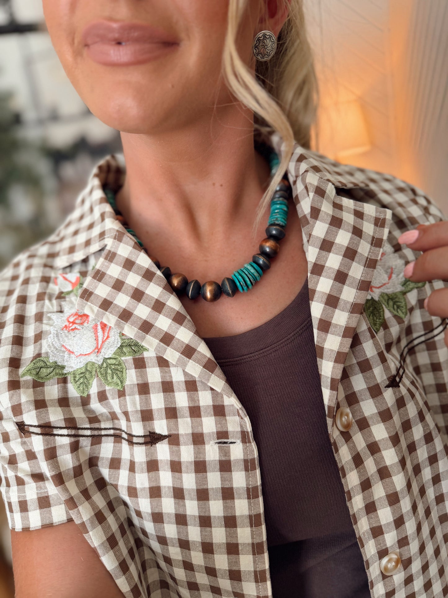 Mickey Cloud Mt. Turquoise Copper Bead Necklace