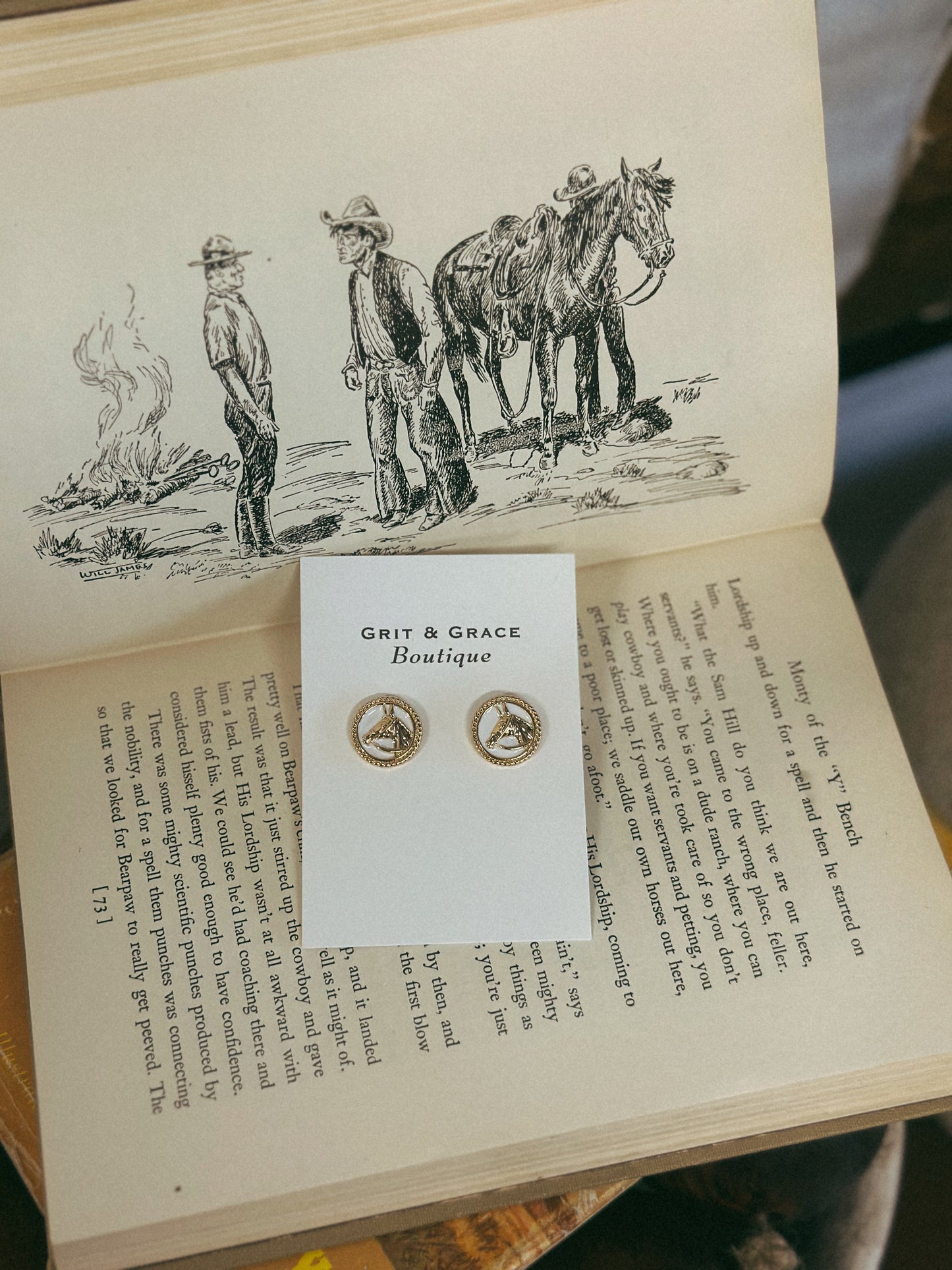 Thoroughbred Enamel Stud Earrings in White