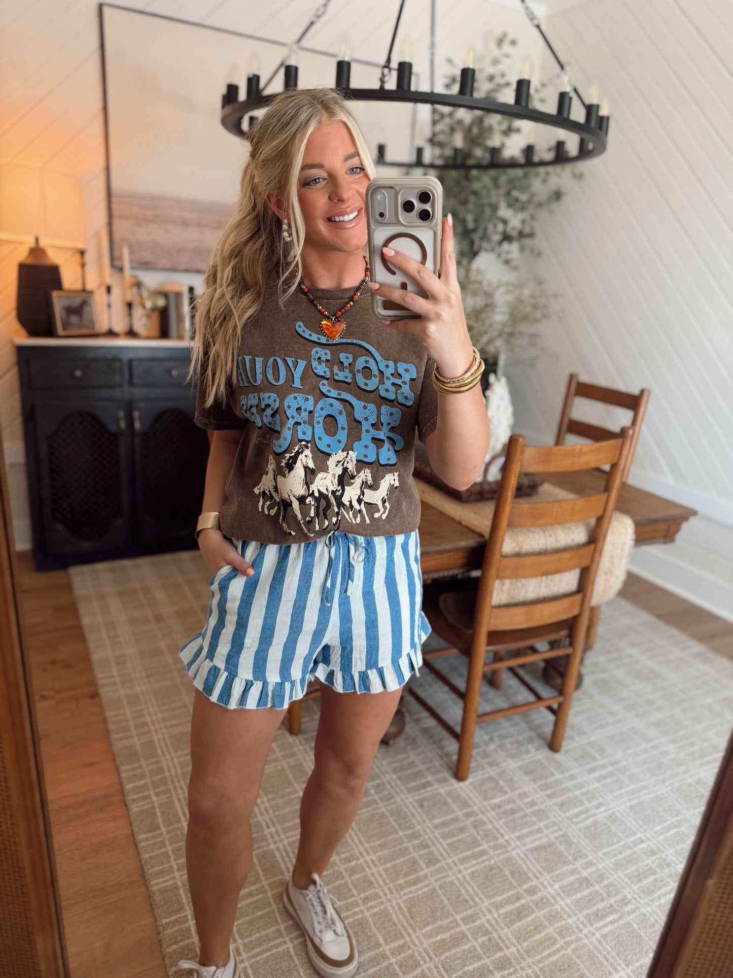 Bluebell Stripe Ruffle Short