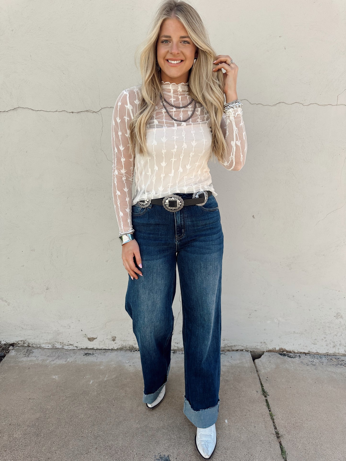 LARIAT LACE L/S *CLOUD