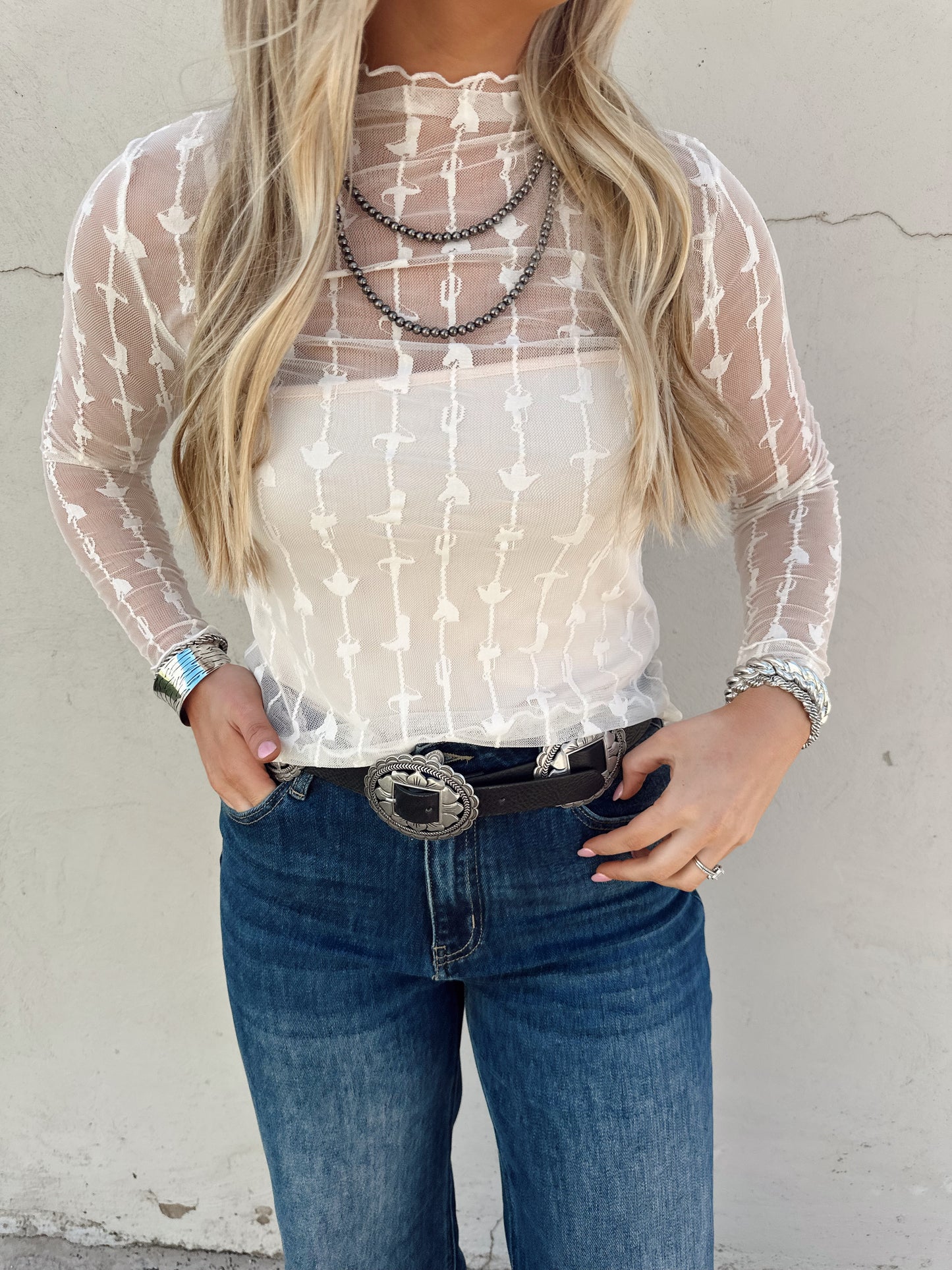 LARIAT LACE L/S *CLOUD
