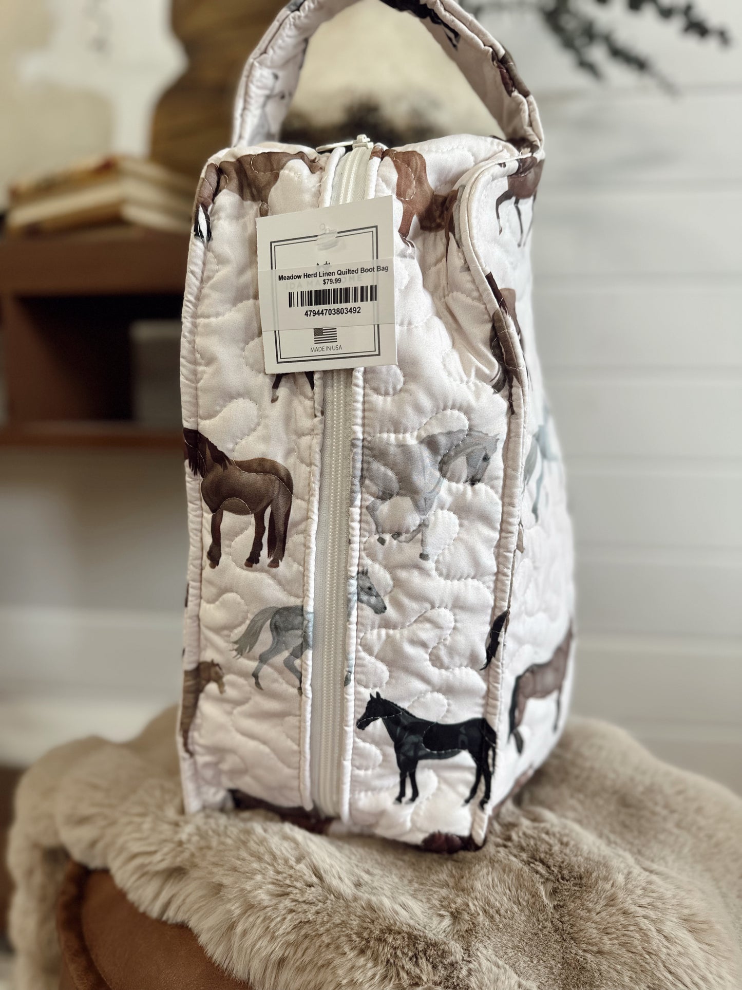 Meadow Herd Linen Quilted Boot Bag