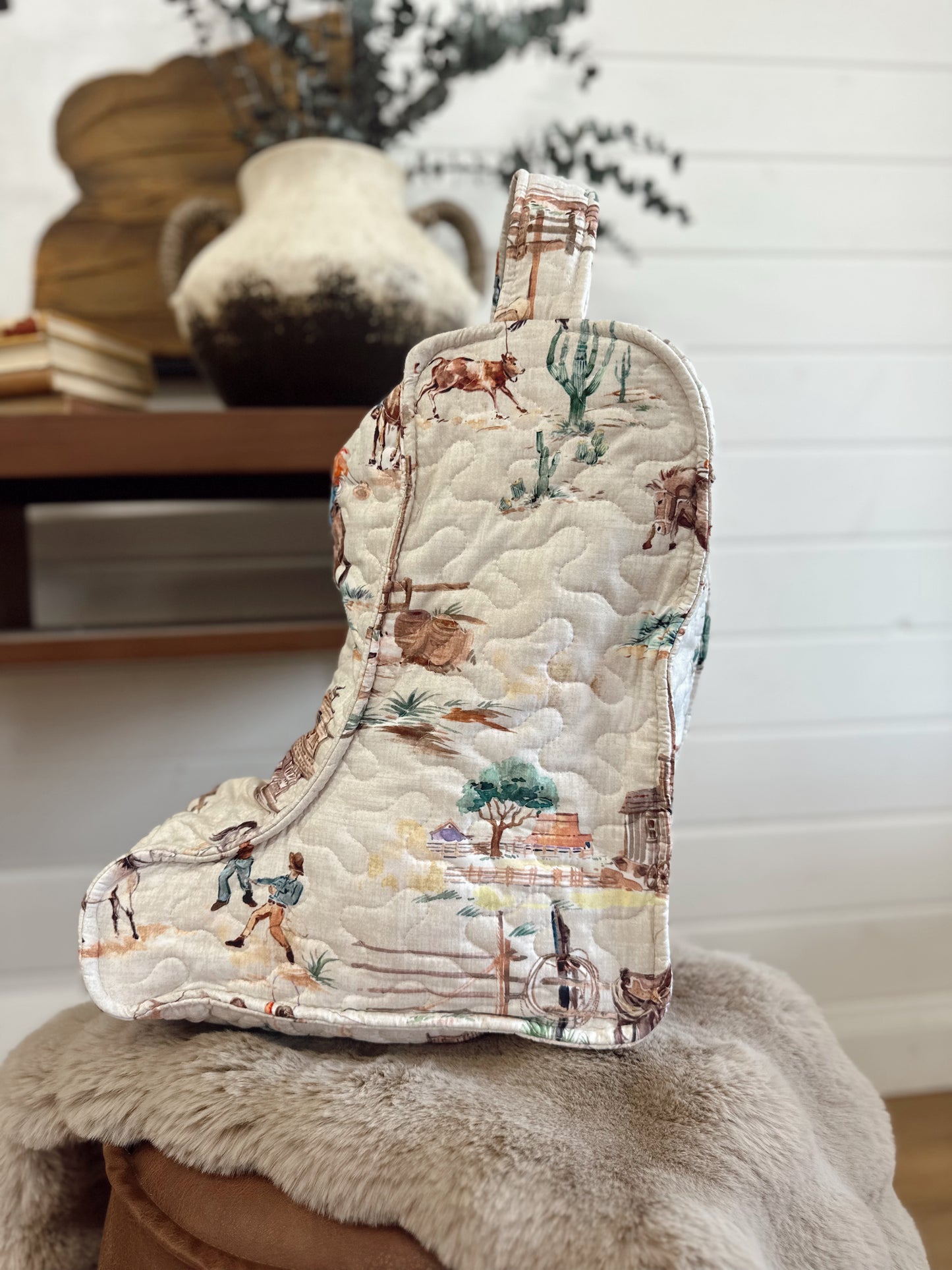 Retro Cowboy Quilted Boot Bag