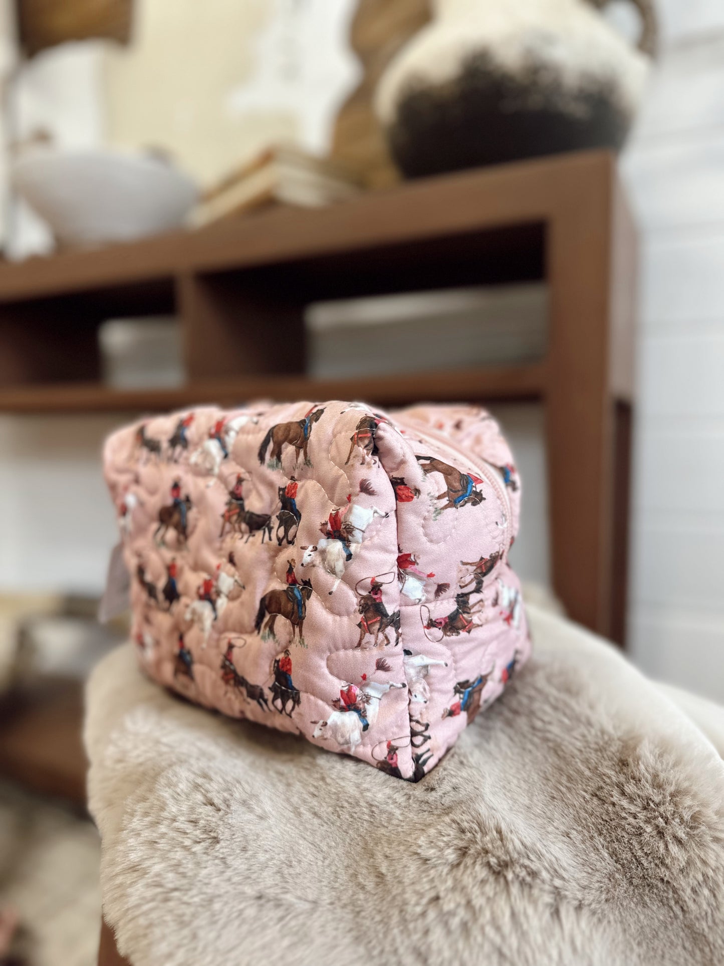 Roselynn Rose Quilted Large Makeup Bag