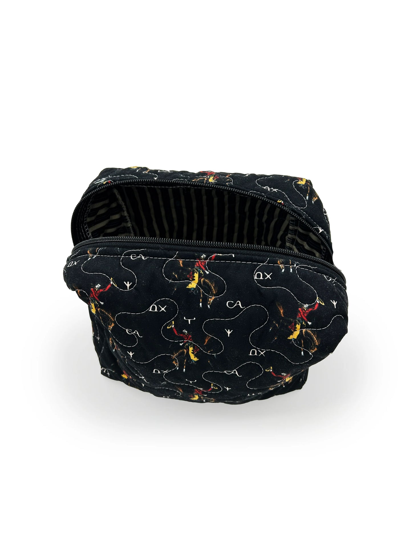 Lazy J Black Quilted Large Makeup Bag