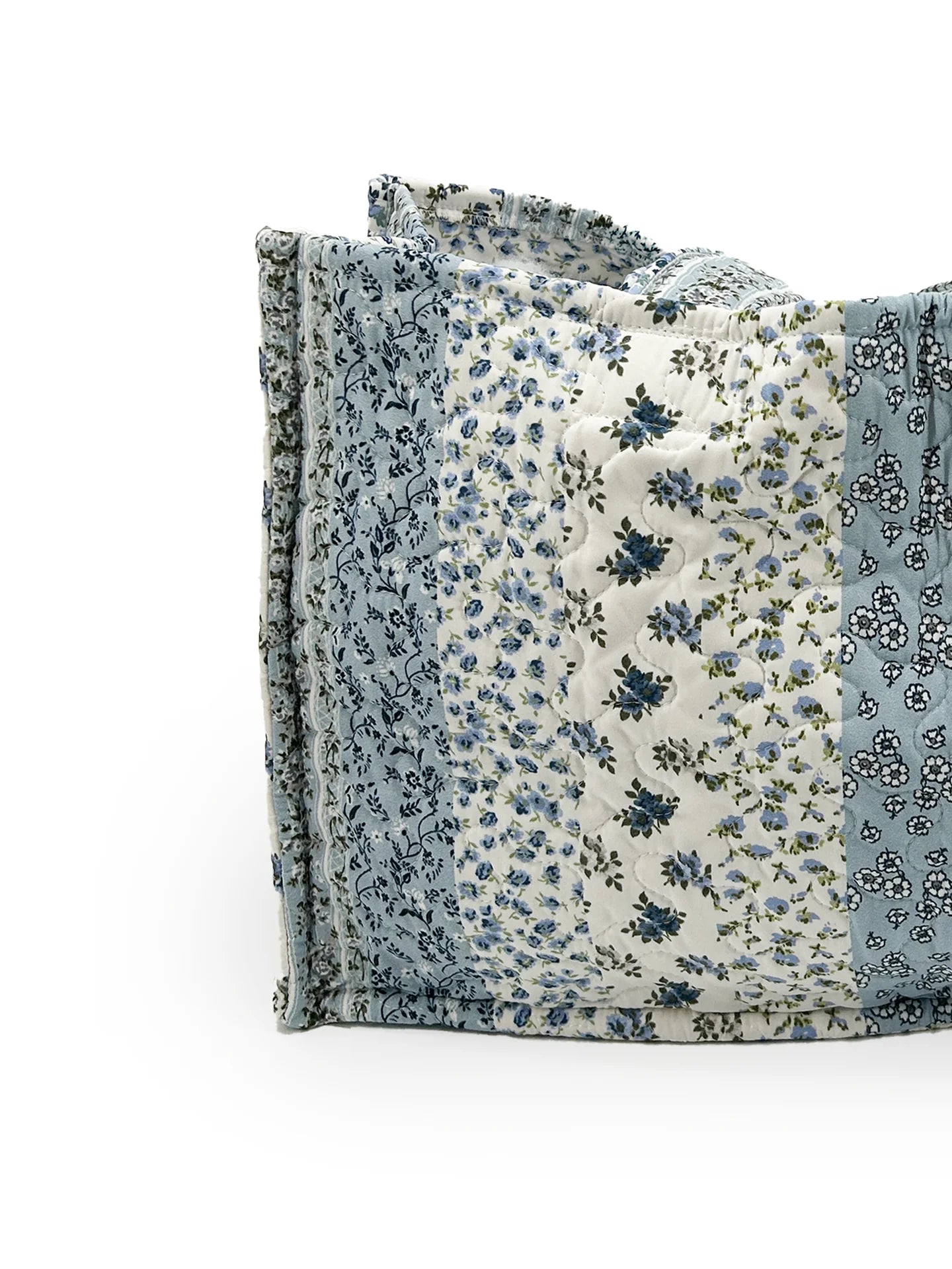 Paige Patchwork Stripe Blue Quilted Tote