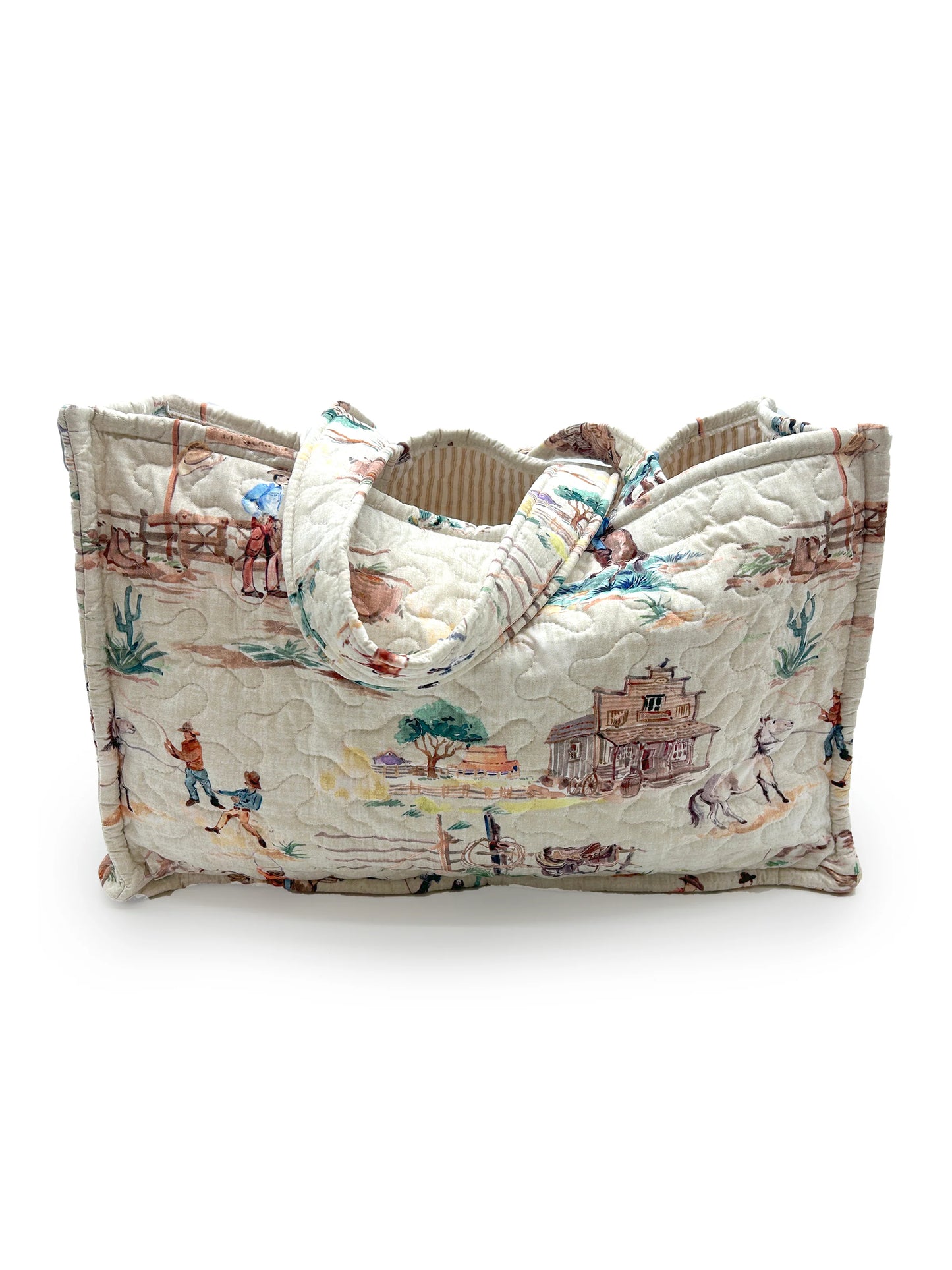 Retro Cowboy Quilted Tote Bag