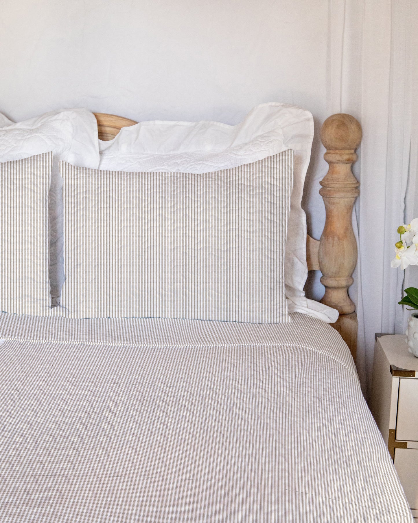Ticking Stripe Brown Euro Sham