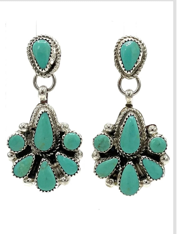 Navajo Handmade Kingman Turquoise Earrings - Alicia Wilson