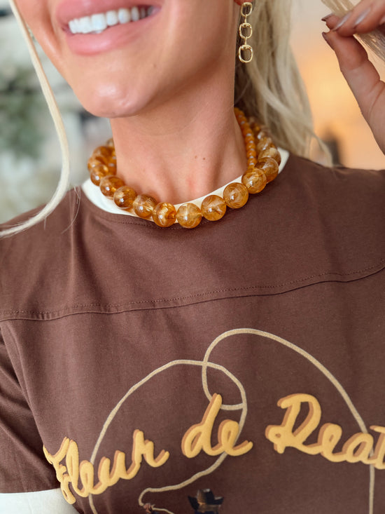 Carter Chunky Beaded Necklace - Light Tortoise