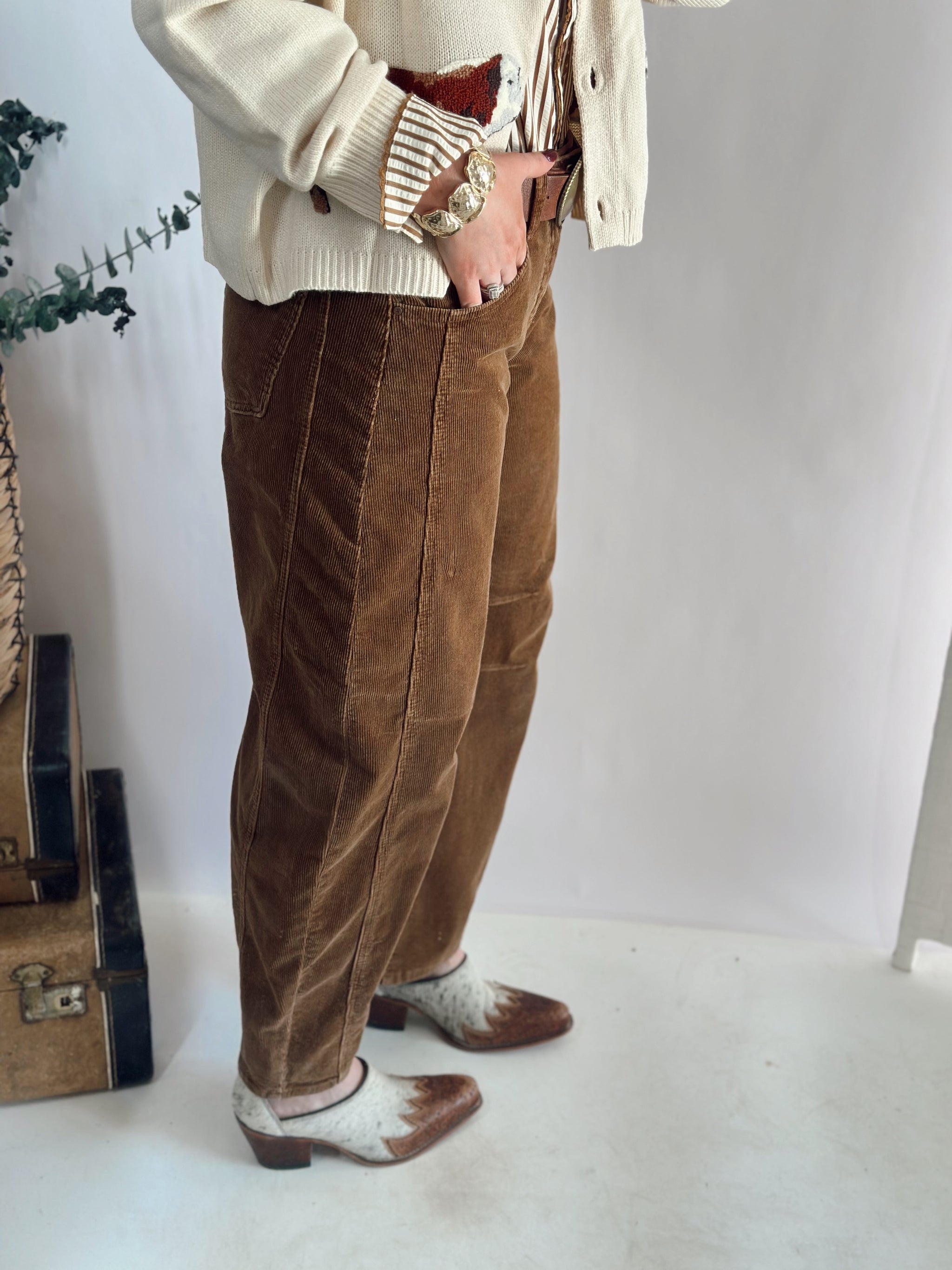 Teddy Barrel Pants *Brown