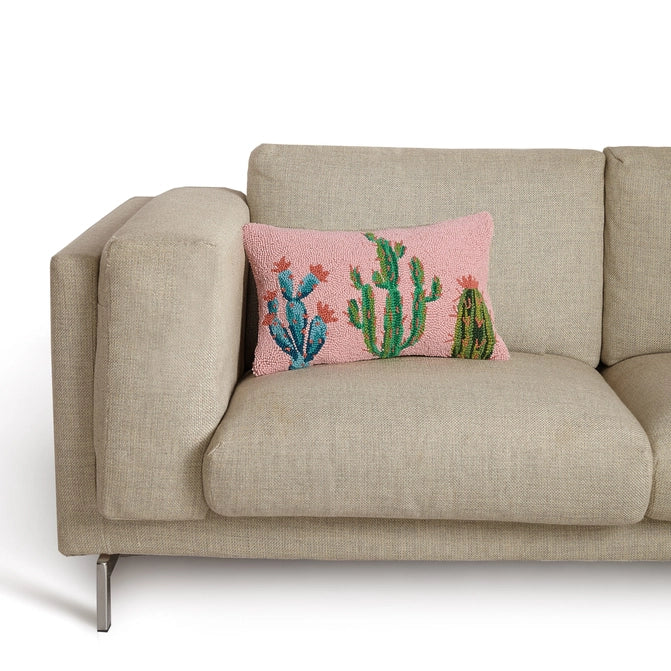 Pretty Cactus Hooked Pillow