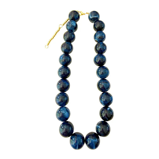 Carter Chunky Beaded Necklace - Navy