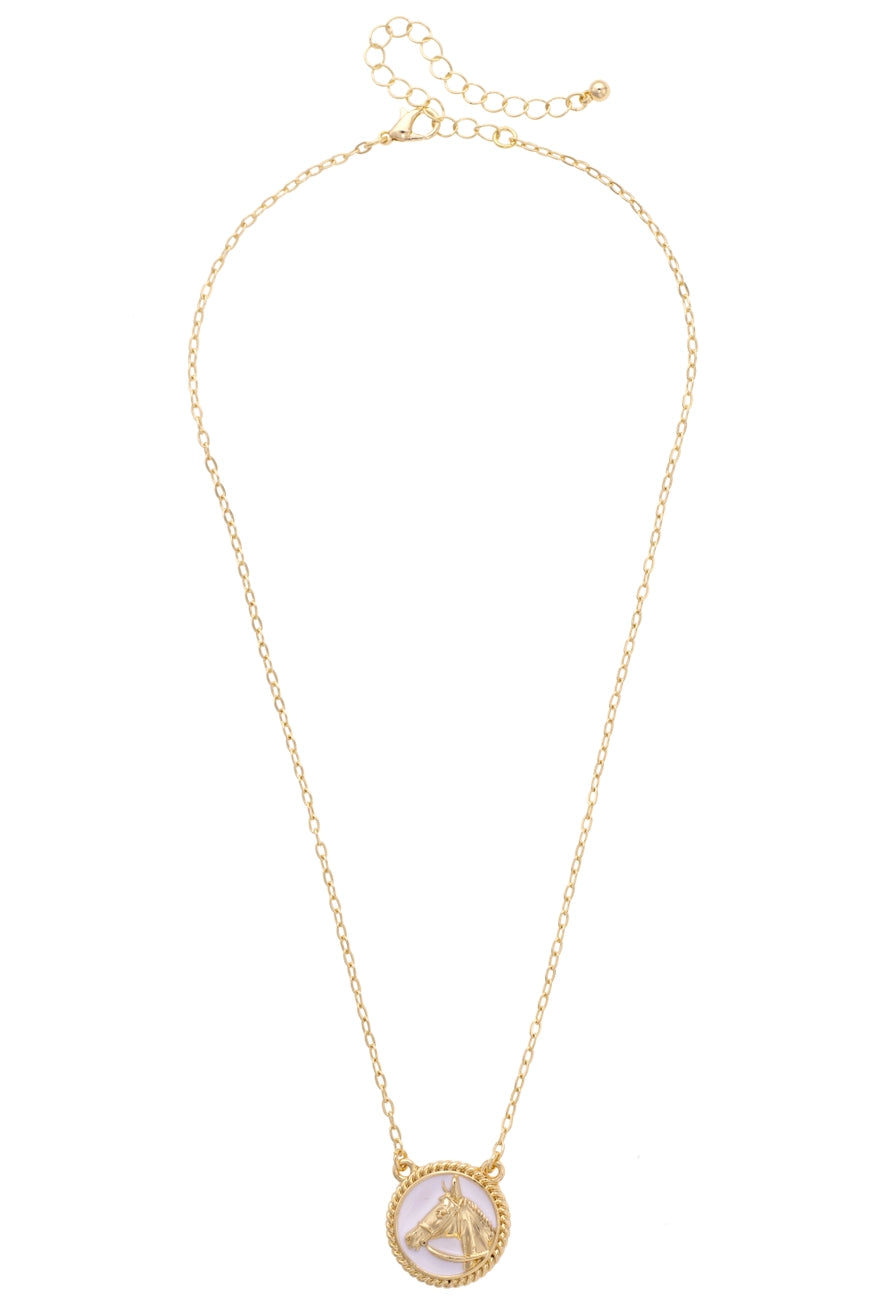 Thoroughbred Enamel Necklace in White