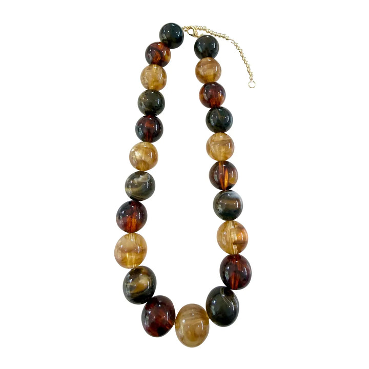Ava Chunky Beaded Necklace - Brown Mix