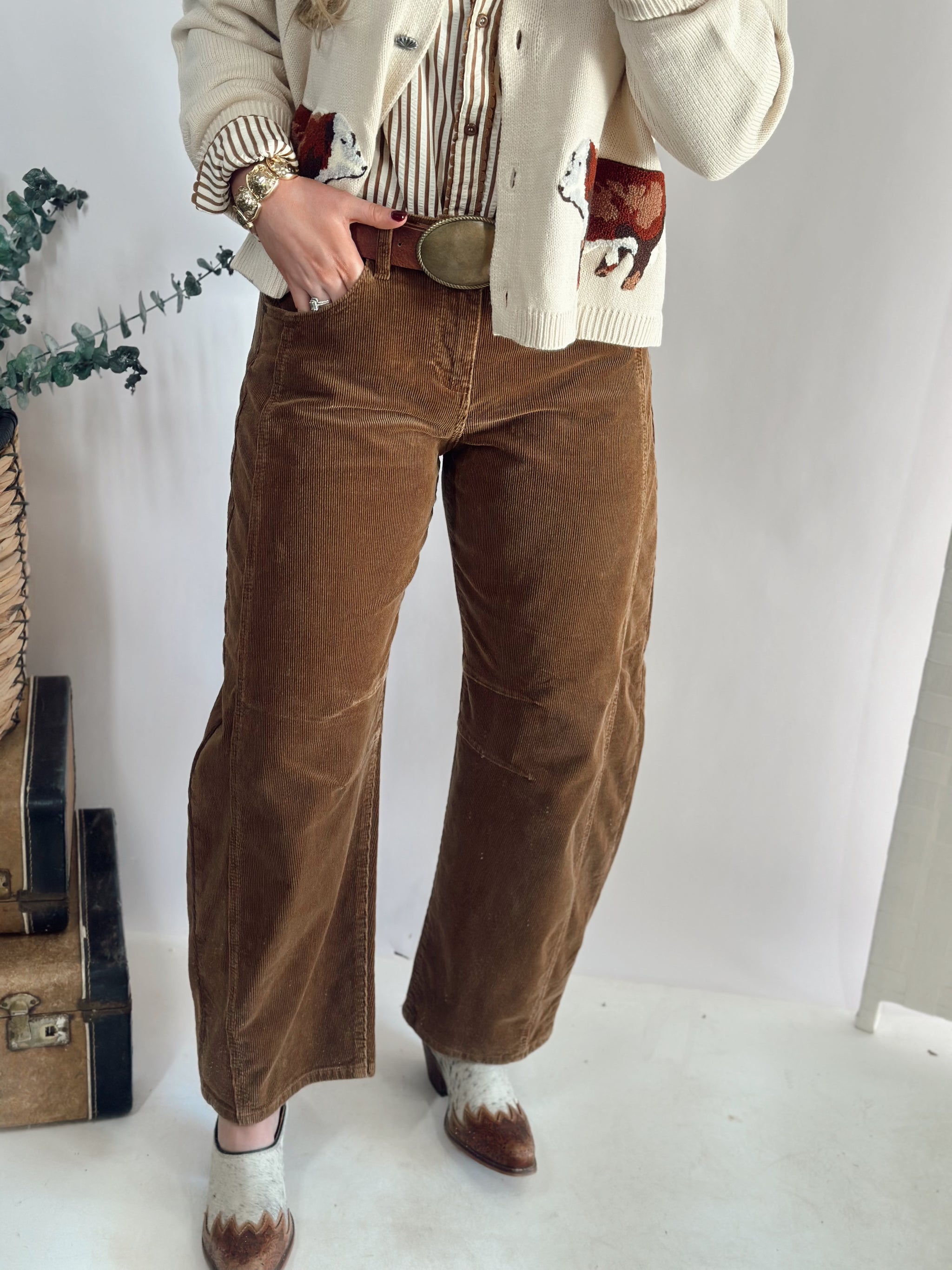 Teddy Barrel Pants *Brown