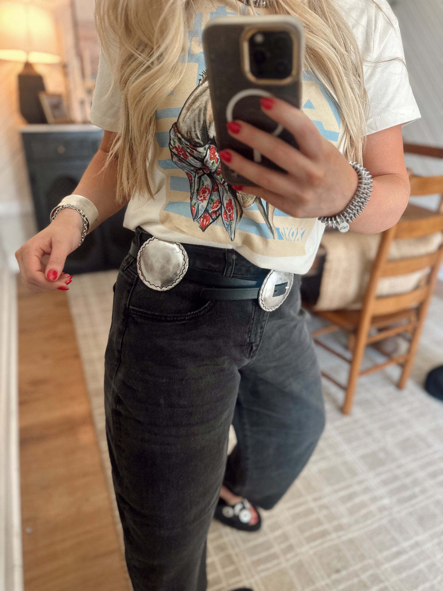 Houston Belt *Black w/Silver