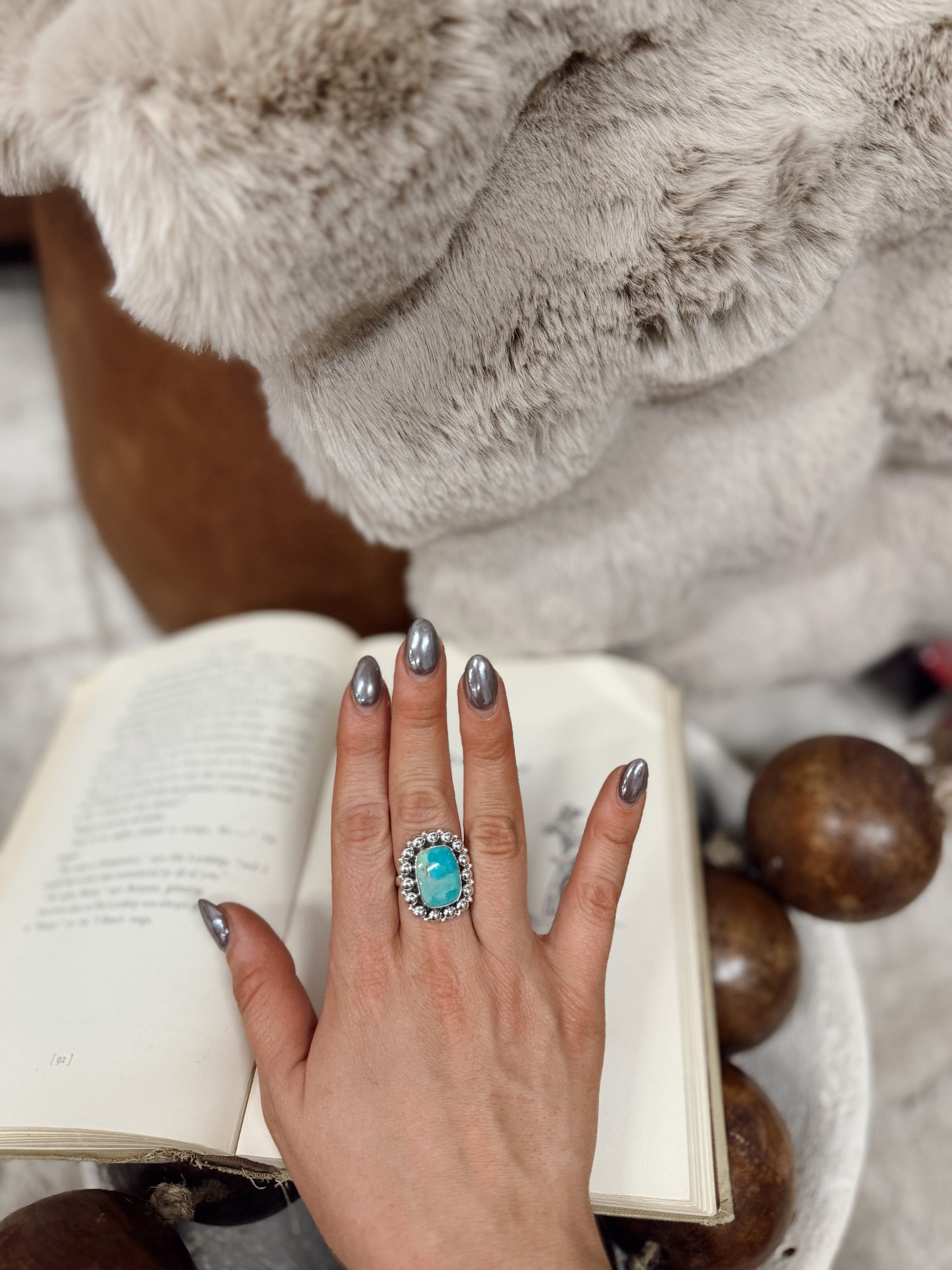 Kacie Kingman Turquoise Adjustable Ring Hada Collection