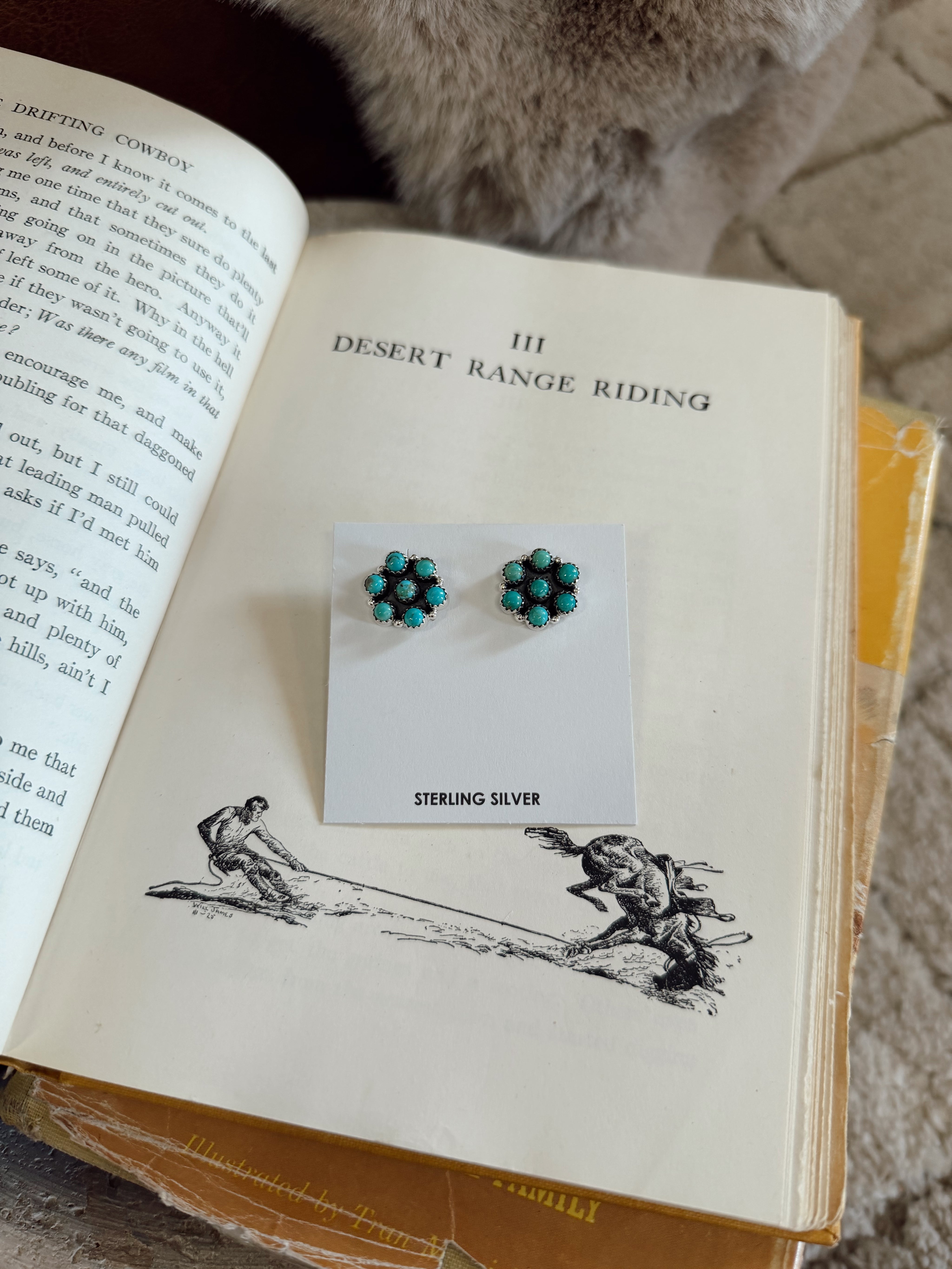 Payson Kingman Turquoise Earrings Hada Collection