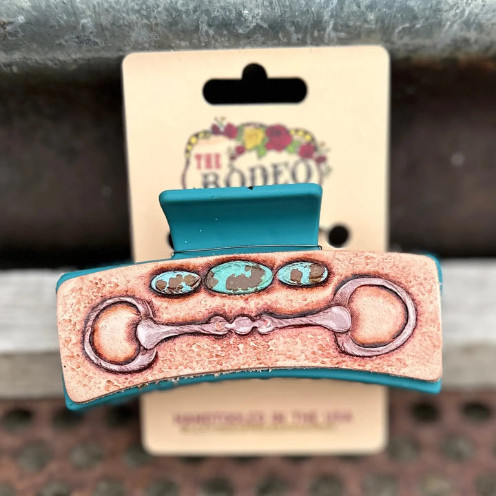 Snaffle Bit Tooled Hairclip