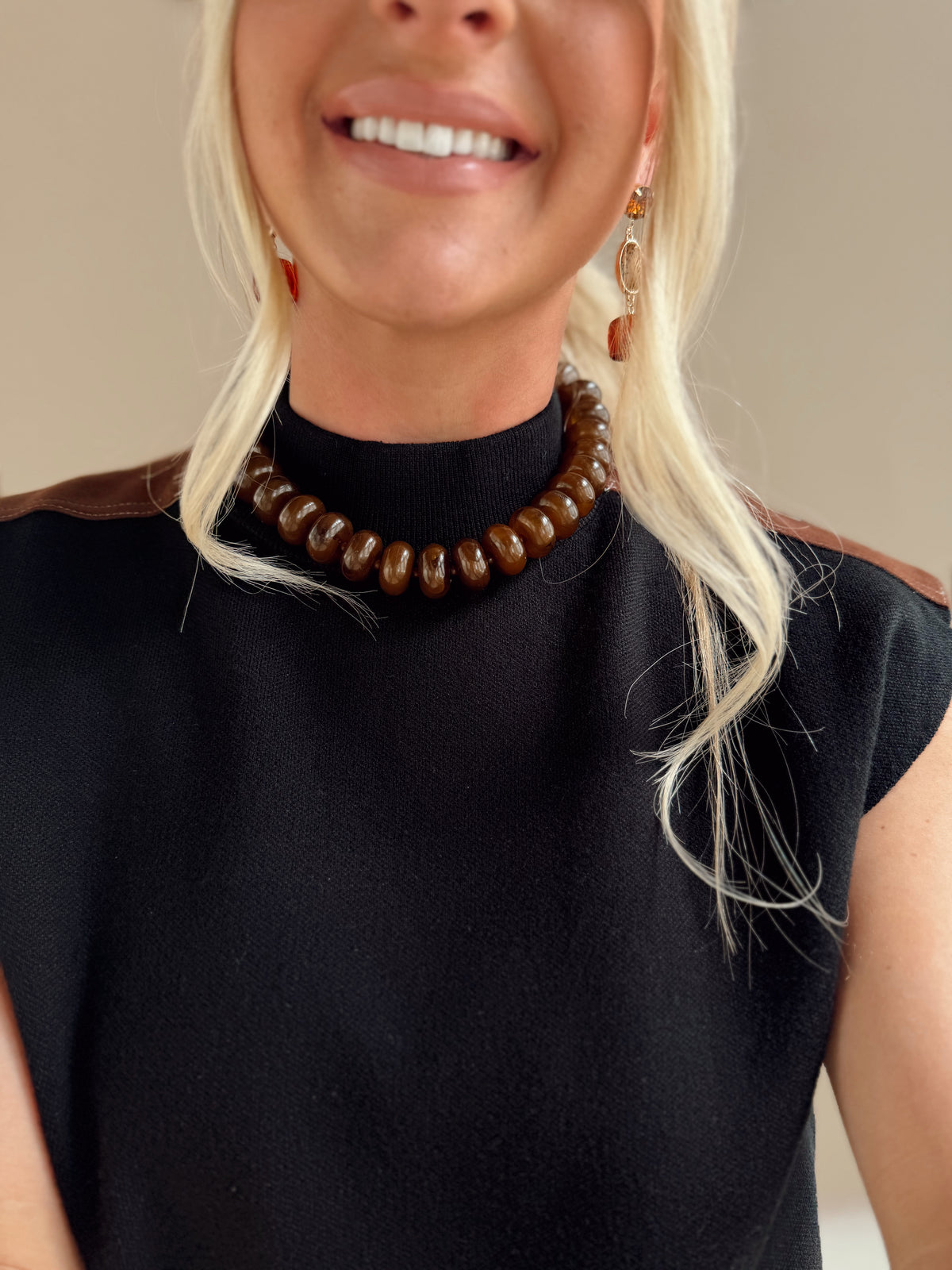 Carter Chunky Beaded Necklace *BROWN