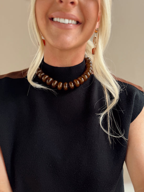 Carter Chunky Beaded Necklace *BROWN