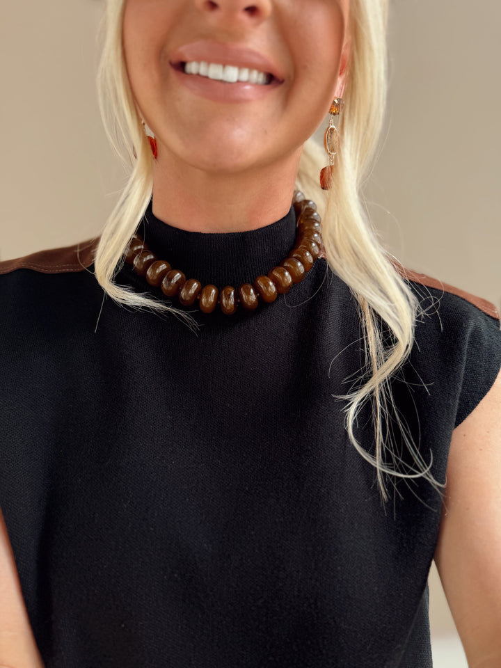 Carter Chunky Beaded Necklace *BROWN