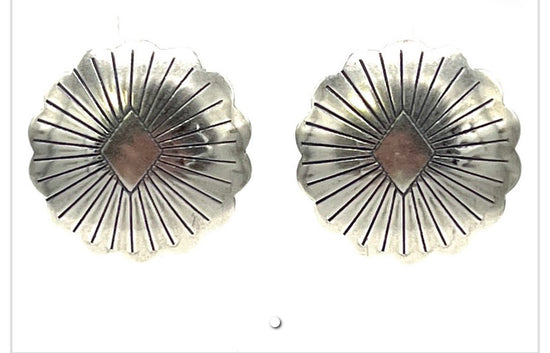 Amber Sterling Silver Concho Earrings