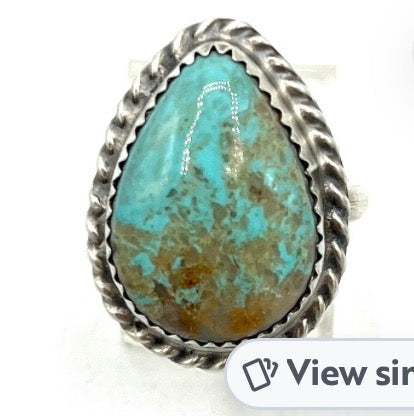Navajo Handmade Kingman Turquoise Adjustable Ring - Donovan Nez
